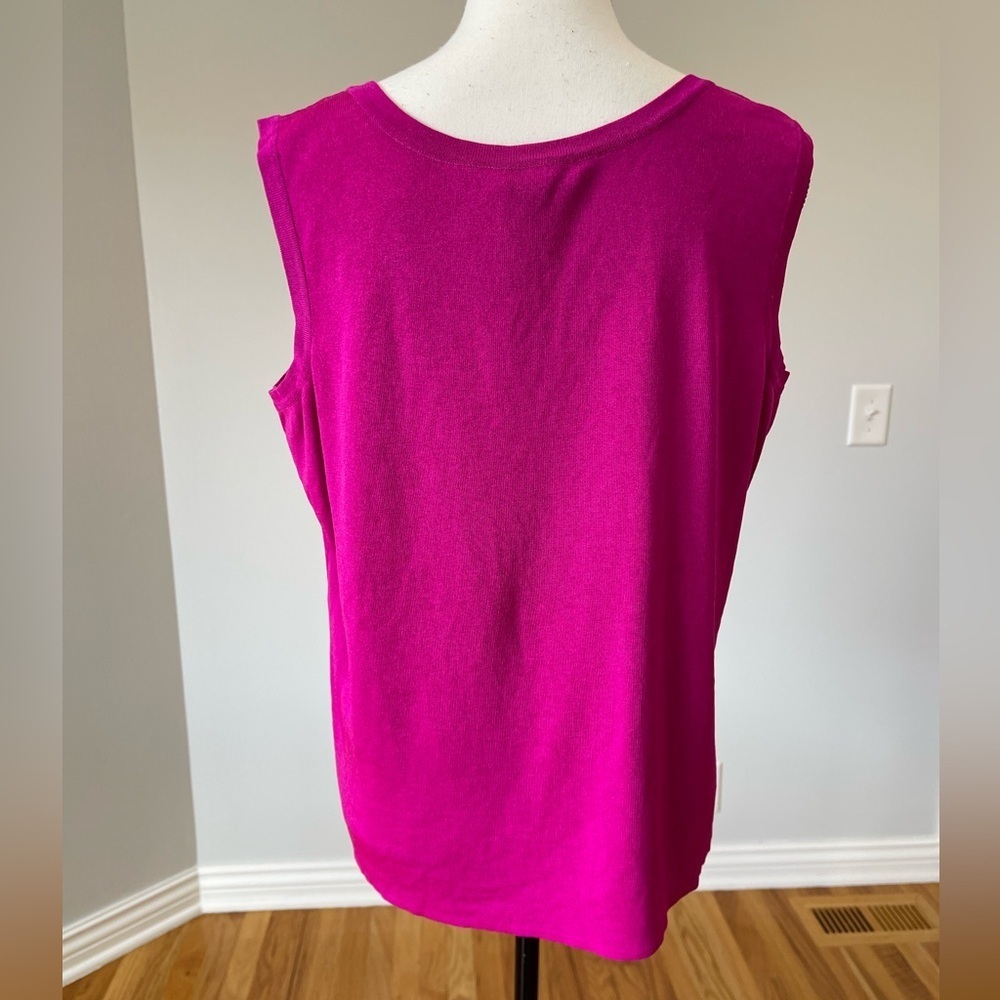 Ming Wang sized 0X fuchsia pink tank mature career work modest layer office - Picture 2 of 11